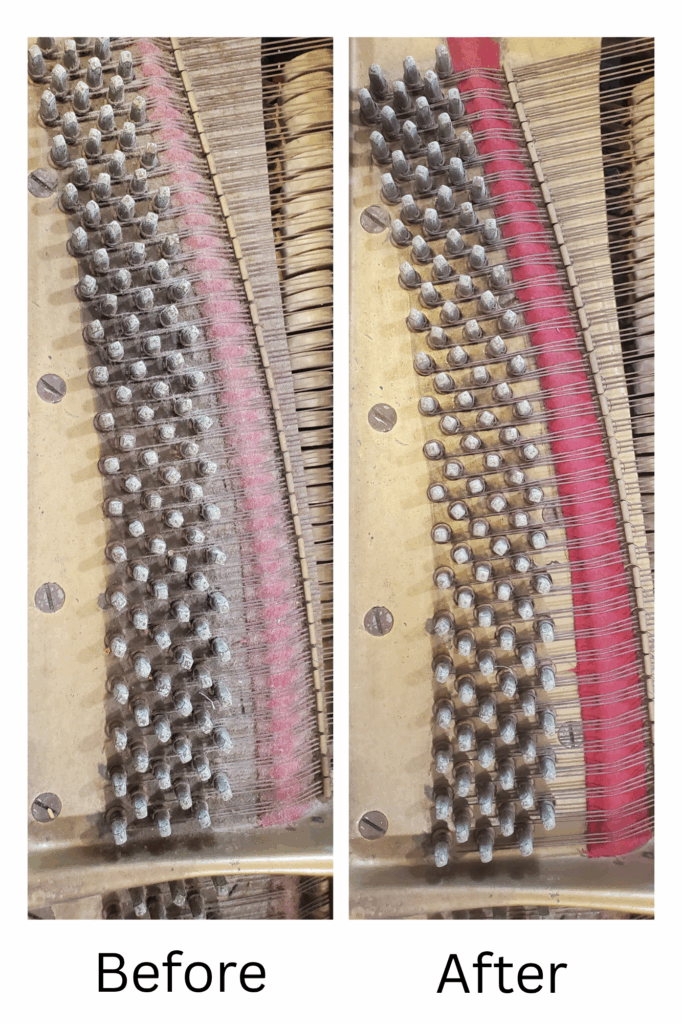 Grand piano before and after cleaning