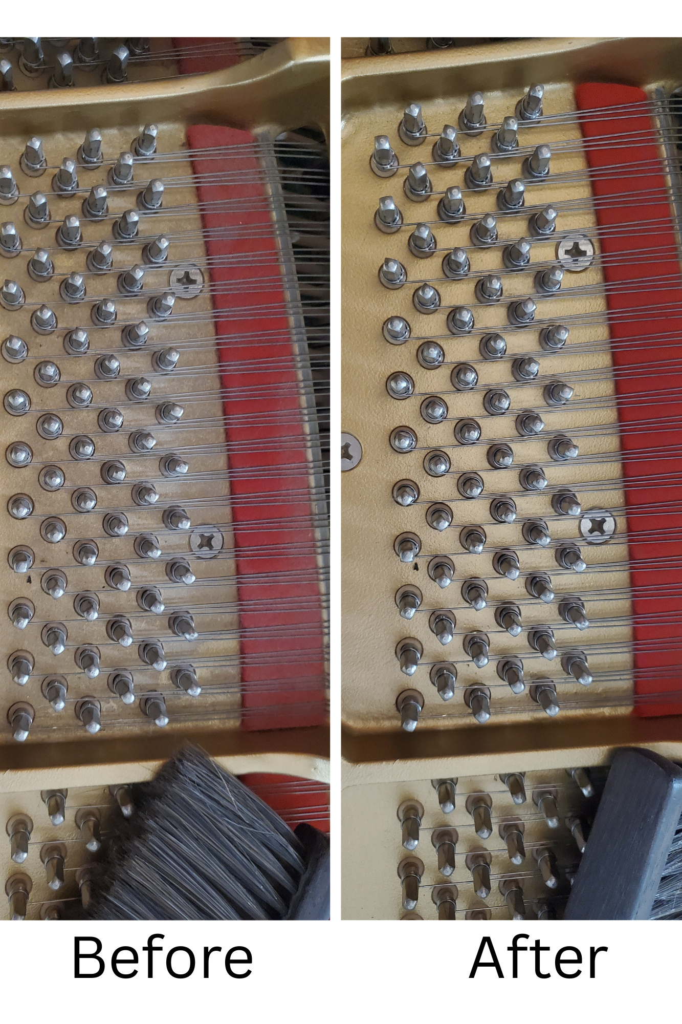 Grand piano before and after cleaning
